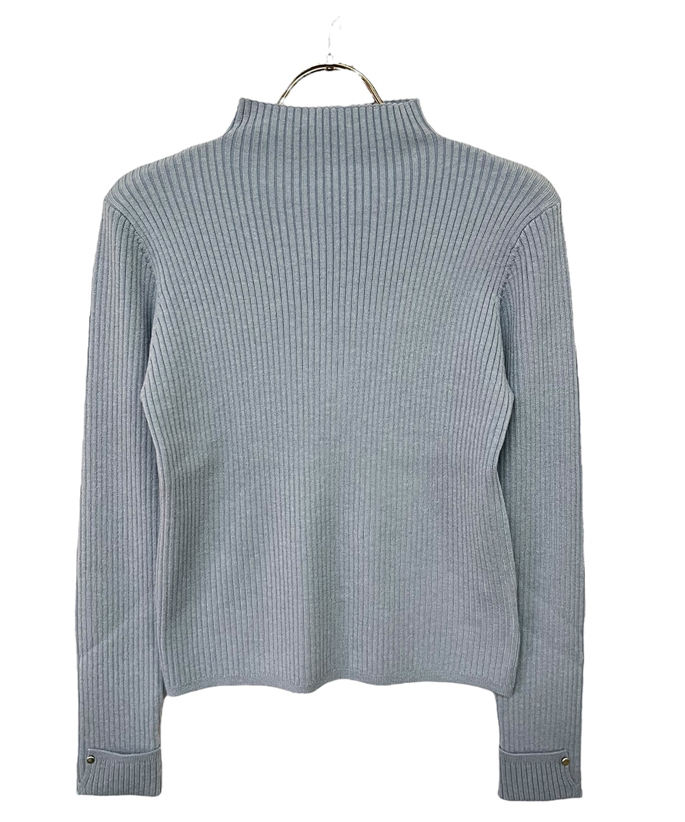 新色追加】ハイネック袖口ターンバックリブニットプルオーバー