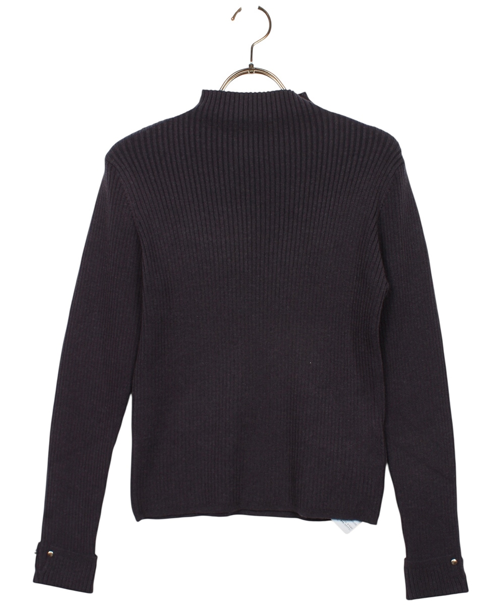 新色追加】ハイネック袖口ターンバックリブニットプルオーバー