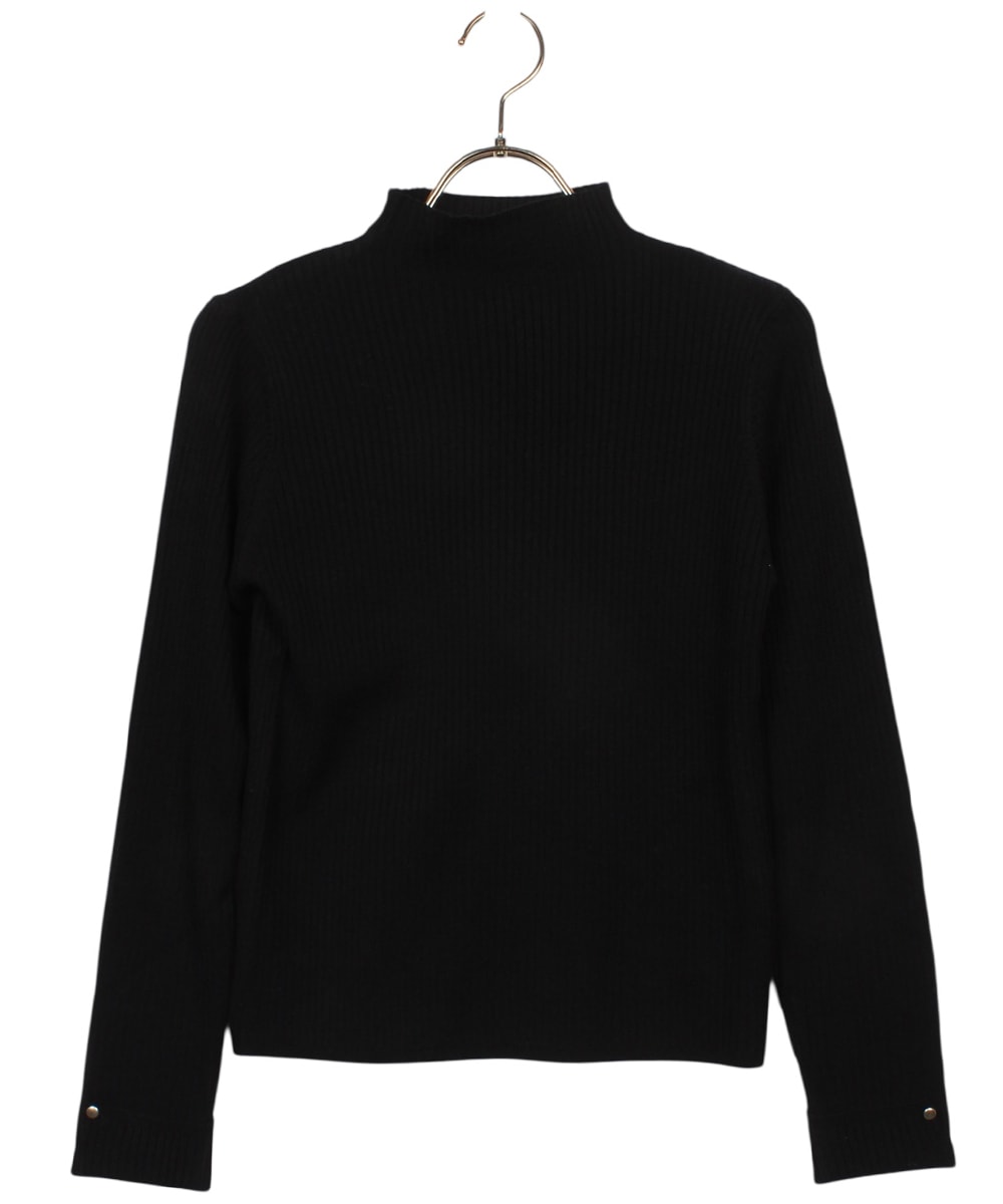 美品☆アドーア ハイネック ボンディングプルオーバ タック ボリューム袖 38 新色追加】ハイネック袖口ターンバックリブニットプルオーバー