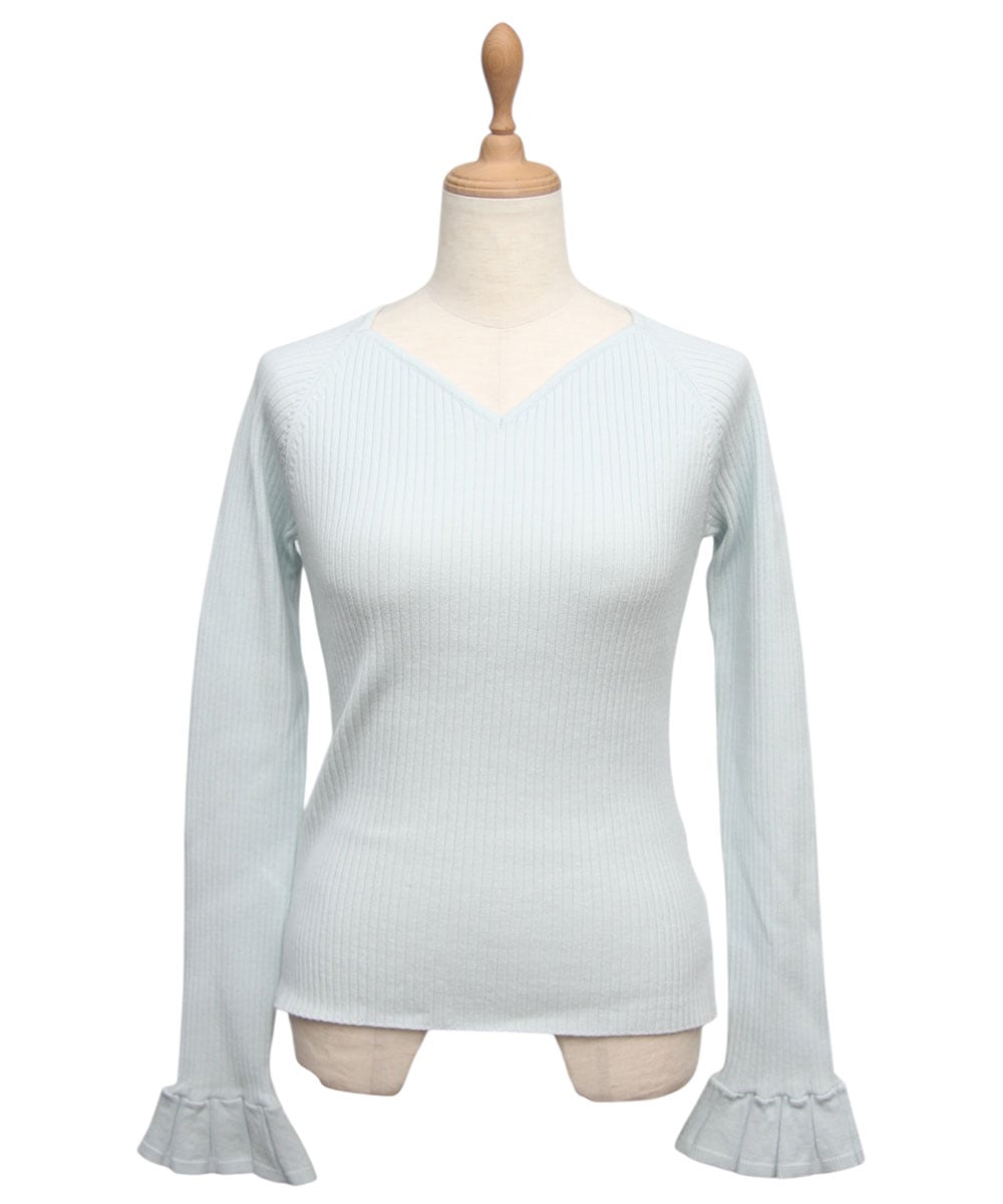 ハートネックフレアスリーブニットプルオーバー - 12Twelve Agenda