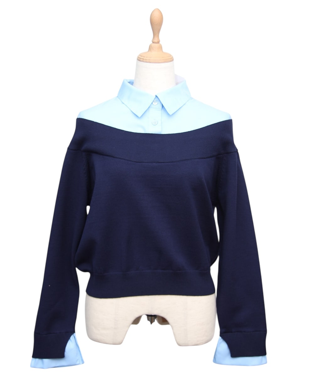 SALE】シャツレイヤード風ニットプルオーバー - 12Twelve Agenda