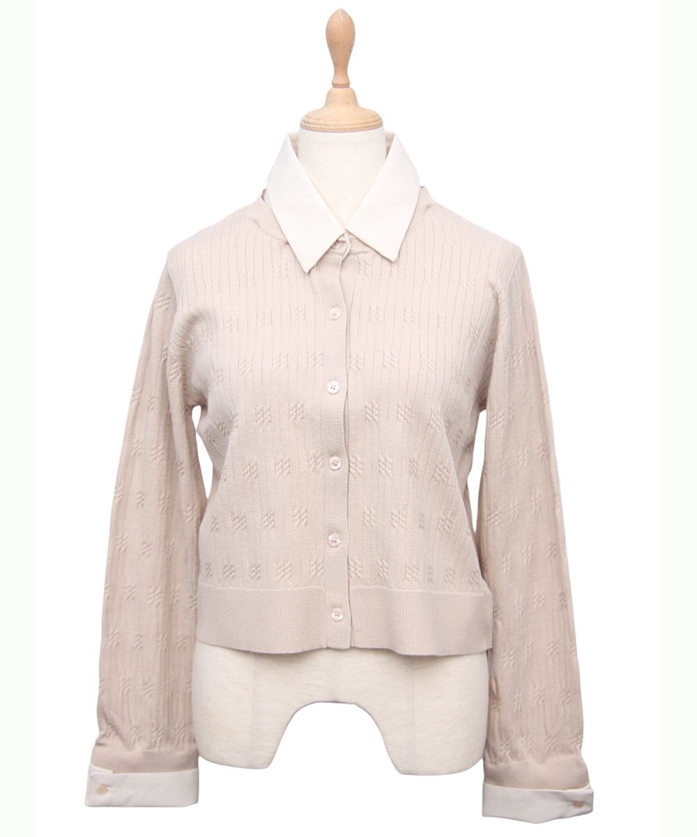 SALE】デザインケーブル衿ドッキングニットプルオーバー - 12Twelve