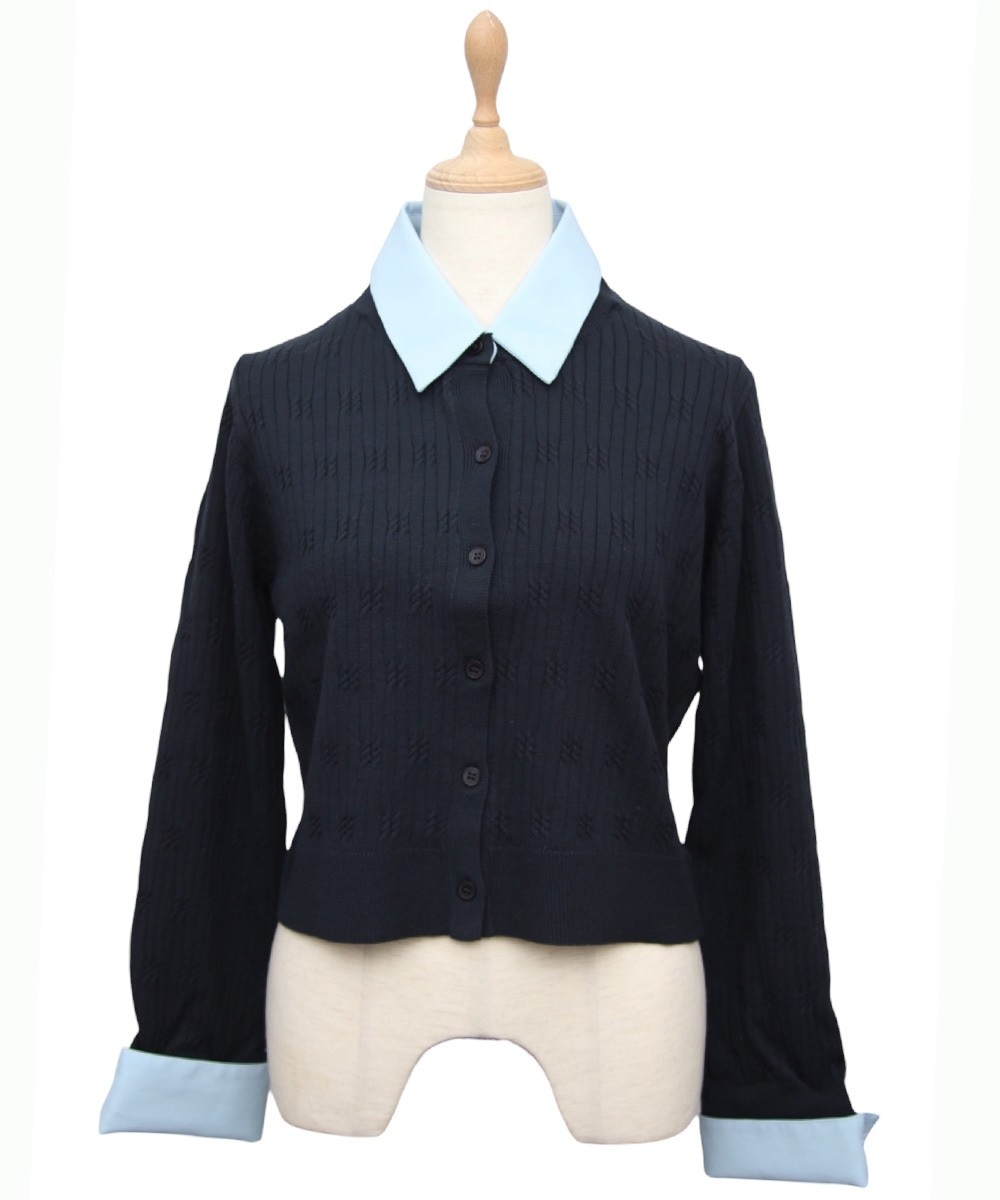 SALE】デザインケーブル衿ドッキングニットプルオーバー - 12Twelve