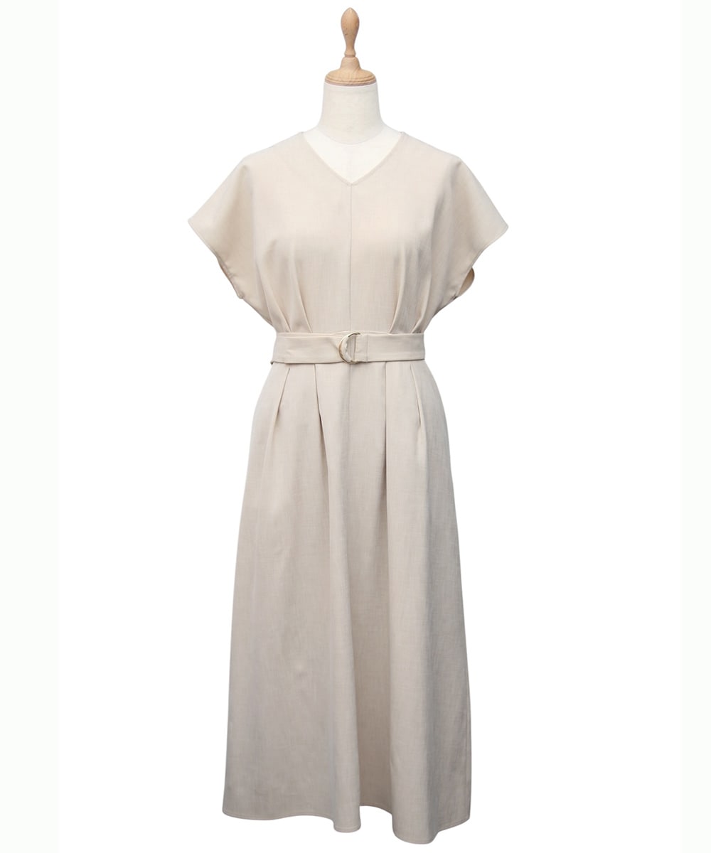 SALE】リネンライクVネックウエストベルトワンピース - 12Twelve
