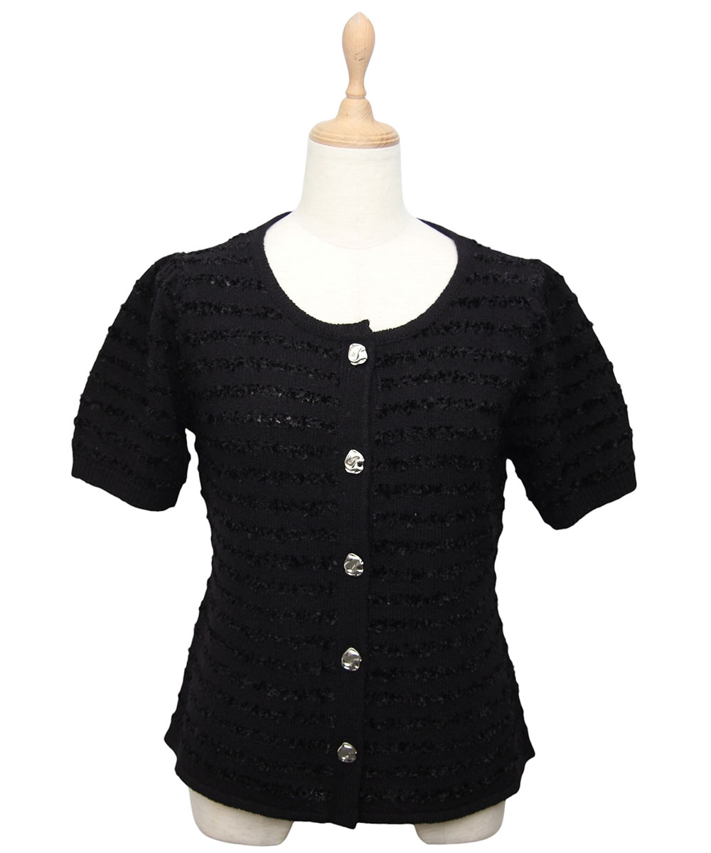 【新品未使用】ヴェルメイユパーイエナ 24AWツイード カーディガン F 黒 woolyakmix knit ZIPカーディガン（カーディガン）｜VERMEIL par iena