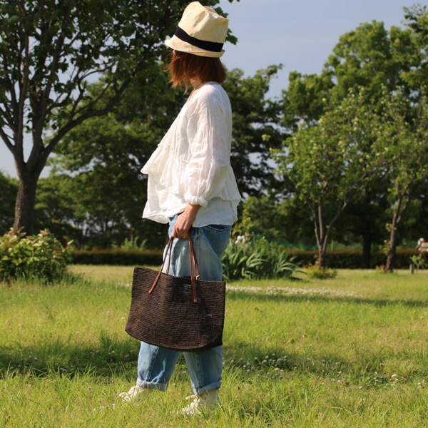 Sans Arcidet(サンアルシデ)のかごバッグラフィアトートバッグBEBY NEW BAG C