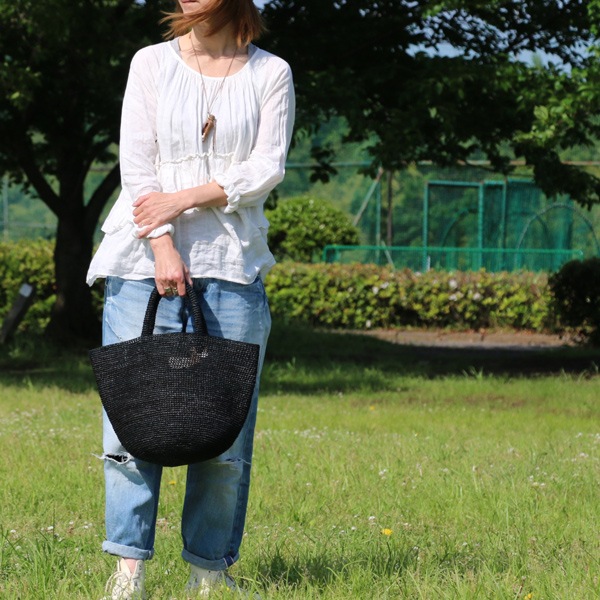 Sans Arcidet(サンアルシデ)のかごバッグラフィアトートバッグKAPITY BAG MEDIUM K