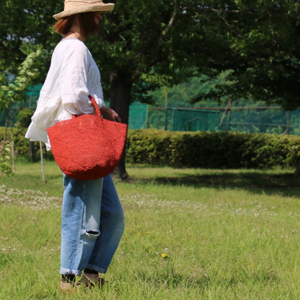 Sans Arcidet(サンアルシデ)のかごバッグラフィアトートバッグKAPITY BAG MEDIUM MC K