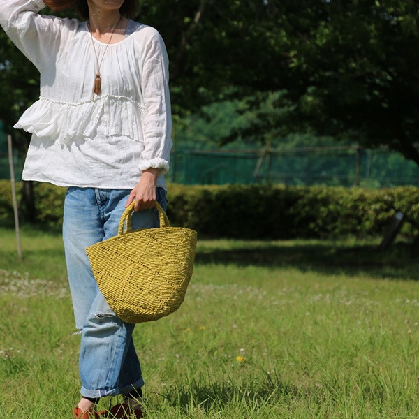 Sans Arcidet(サンアルシデ)のかごバッグラフィアトートバッグKAPITY BAG MEDIUM MC K
