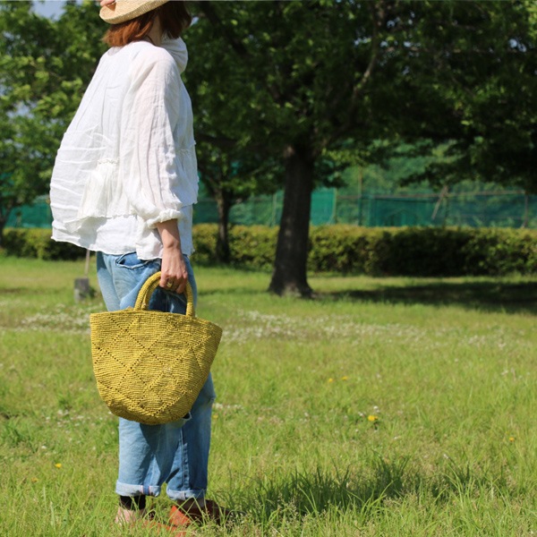Sans Arcidet(サンアルシデ)のかごバッグラフィアトートバッグKAPITY BAG MEDIUM MC K