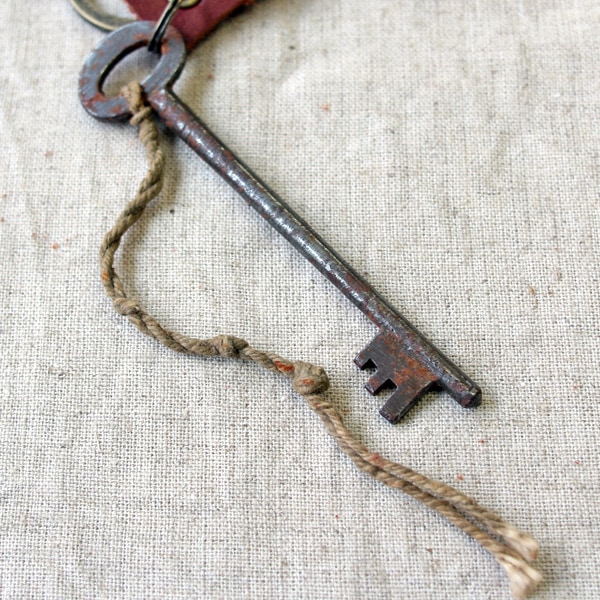 アンティークキー付きMINI用キーホルダー(イギリスの古い鍵-10)