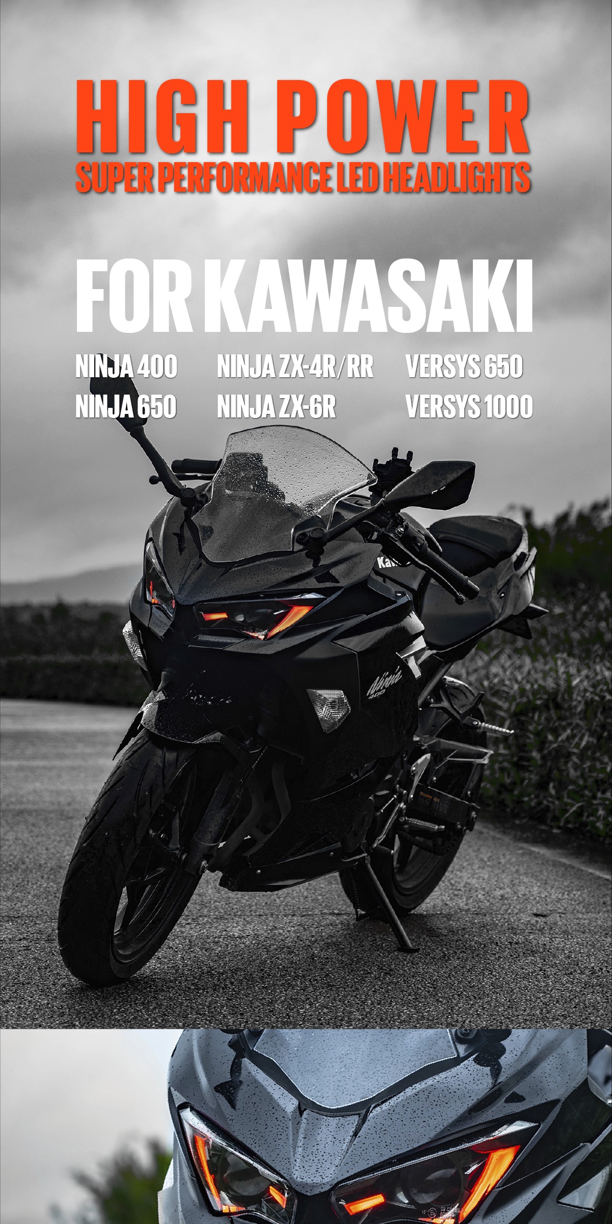 Kawasaki Ninja 400 18-24年 フルLED カスタムヘッドライト | ヘッドライト | Traumauto