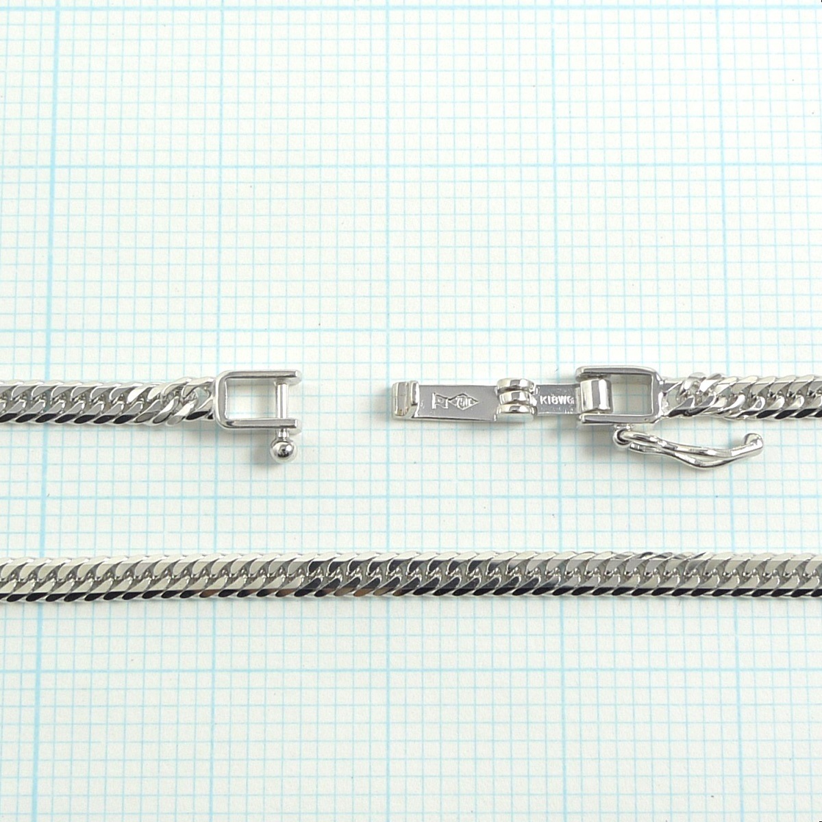 18金 喜平 6面 ダブル 9g 45cm 幅2.5mm ホワイトゴールド ネックレス