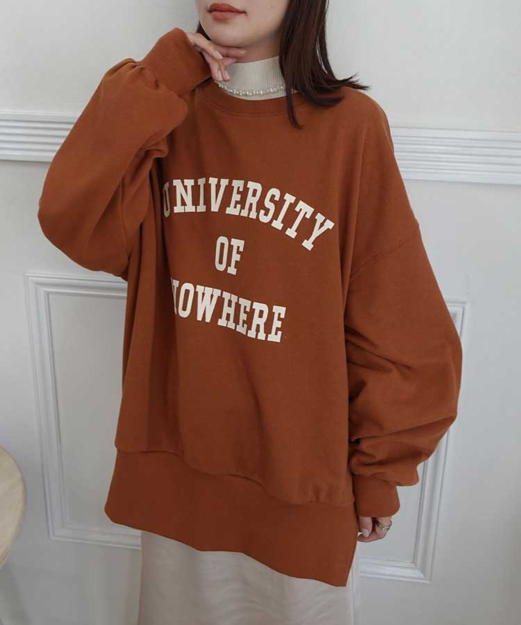 サイドスリットビッグカレッジスウェット | TOPS,スウェット