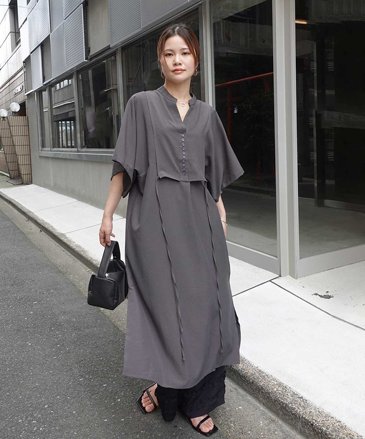 未使用級✨ダイアグラム　ジョーゼットカットワークワンピース　ロング　シャツ スラブジョーゼットカフタンシャツワンピース【一部予約商品】 | ONE