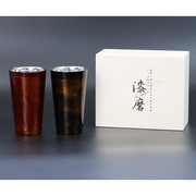  (15%off) 漆磨カップ　二重構造　ストレート　白檀 ペア