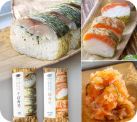 さば寿司、鮭寿司（国産）2本とサーモン明太セット
