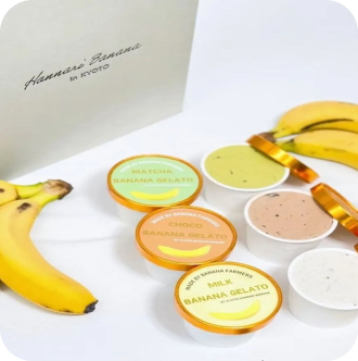 【冷凍でお届け】京都府亀岡産　はんなりバナナのジェラートBOX3種6個入