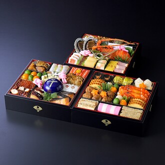 和おせち 三段「午」陶器製珍味入れ付(4～5人前)