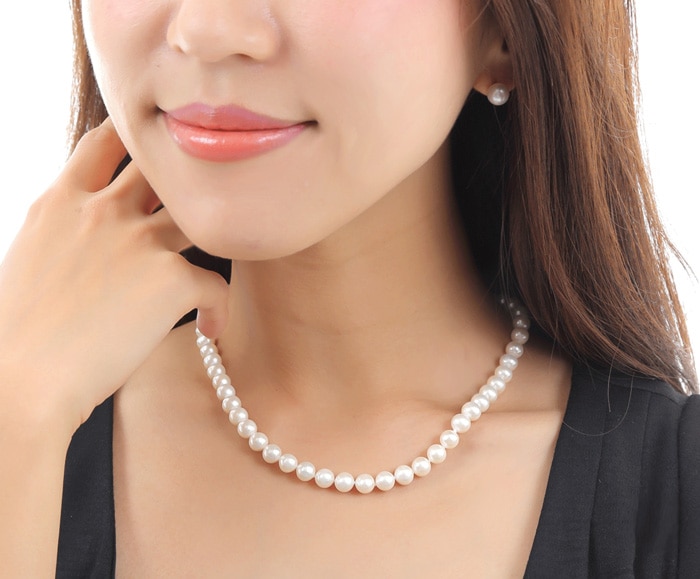 つやたま真珠 パールネックレス 真珠ネックレス 無核本真珠 7.0-7.5mm 