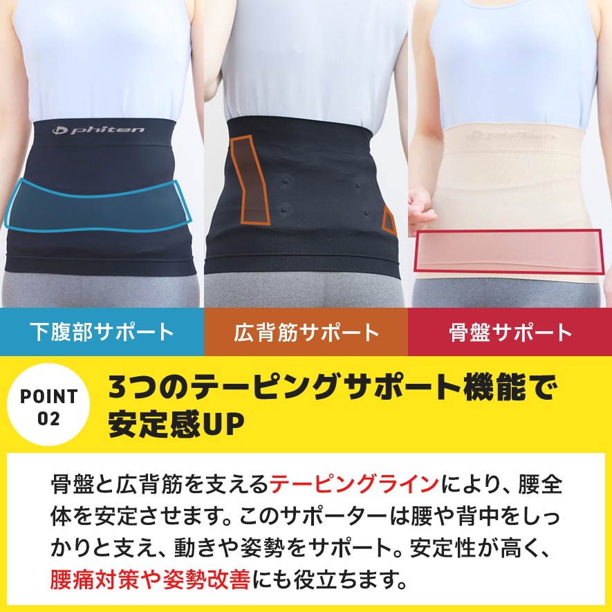 3つのテーピングサポート機能で安定感UP