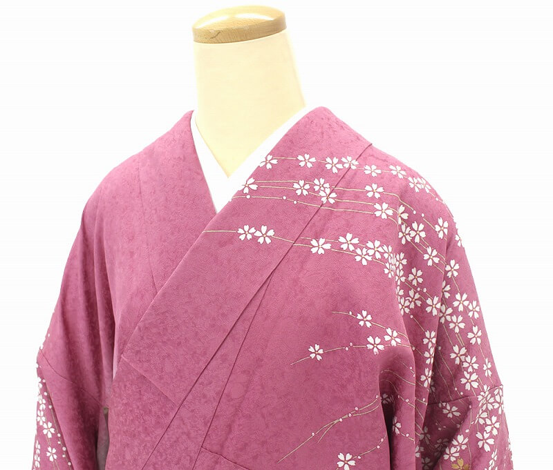 【中古】【販売】 振袖 長襦袢付き リサイクル 成人式 正絹 ピンク パープル 枝垂れ桜 仕立て上がり着物 振り袖 身丈166cm 裄69.5cm  忠右衛門 送料無料 あす楽対応-忠右衛門　リサイクル着物専門店