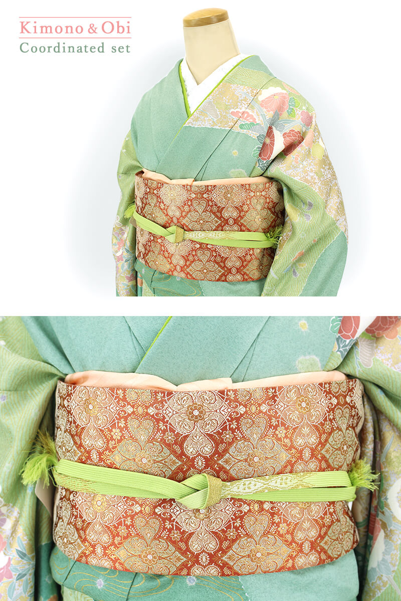 【未使用品】付下げ着物・袋帯 2点セット 刺繍 貴人 kimono A-1361