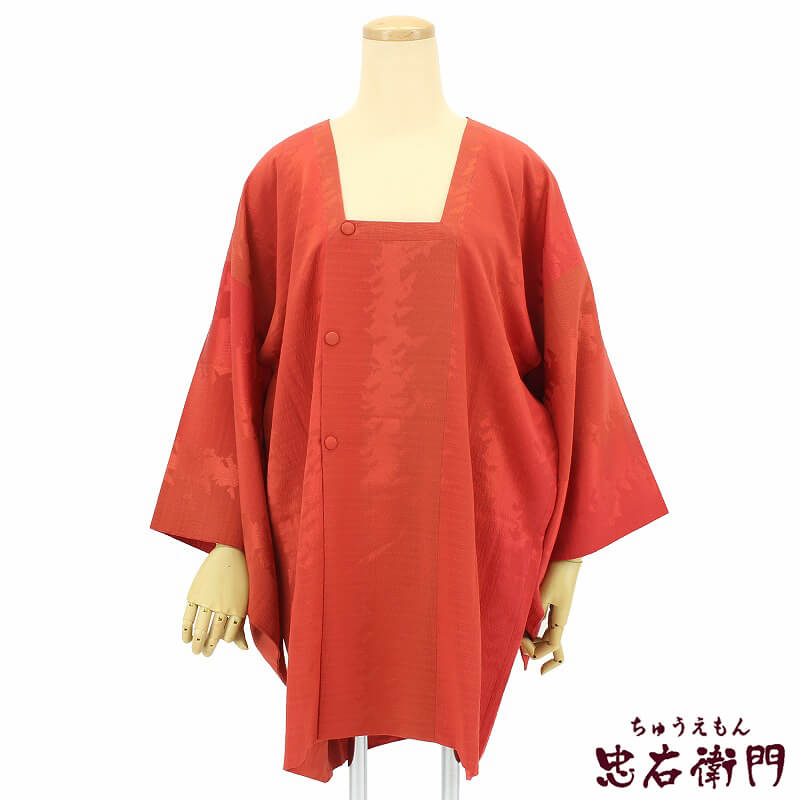 道行コート・赤・美品・正絹 - 着物・浴衣