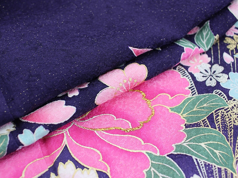 中古】【販売】 振袖 リサイクル 成人式 正絹 紫 花柄 桜 牡丹 仕立て 