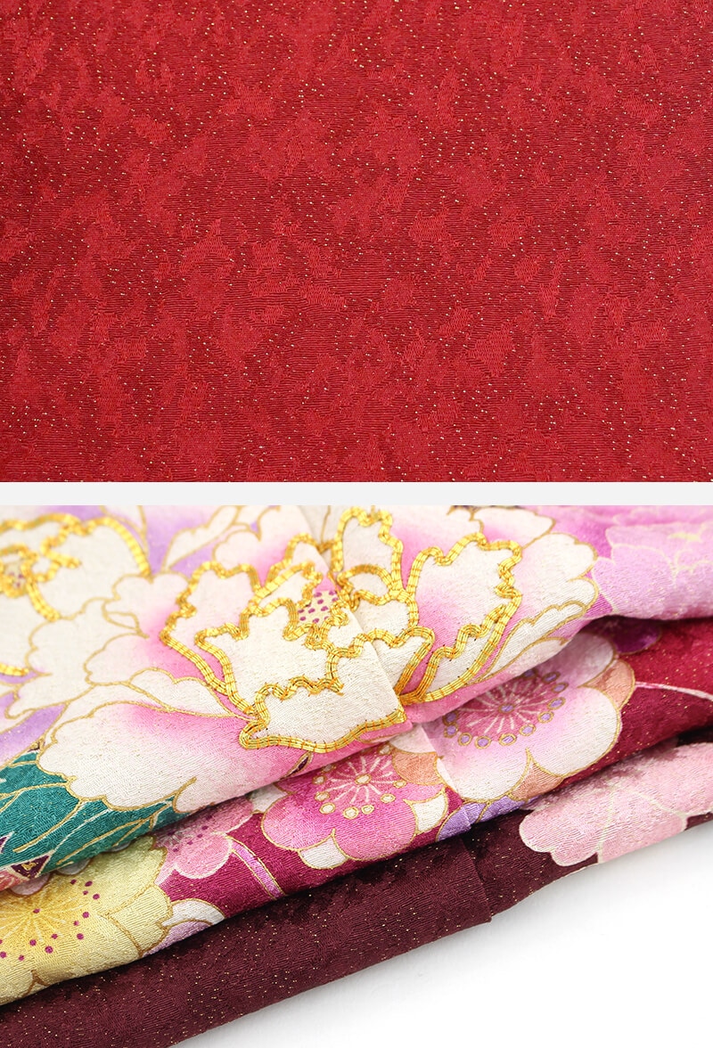 中古】【販売】 振袖 リサイクル 成人式 正絹 赤 花柄 牡丹 桜 仕立て 