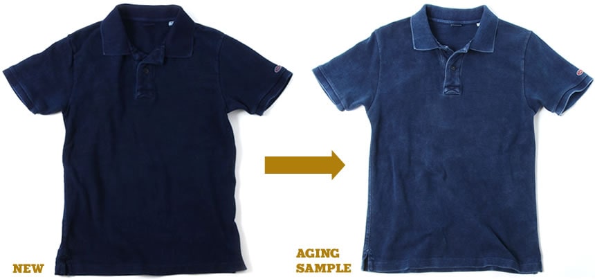 The aging of indigo polo-shirt