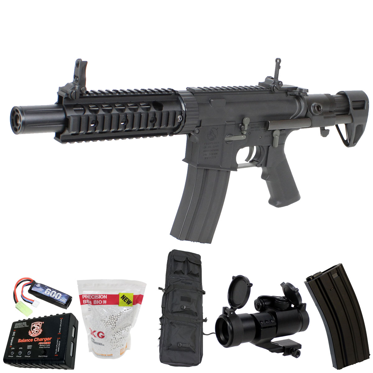 クリスマスBOX！7点セット】S&T M4 FF SD PDW-M チャレンジャーライン  G3電動ガンBK(COLT刻印)（電子トリガーシステム搭載）【180日間安心保証つき】