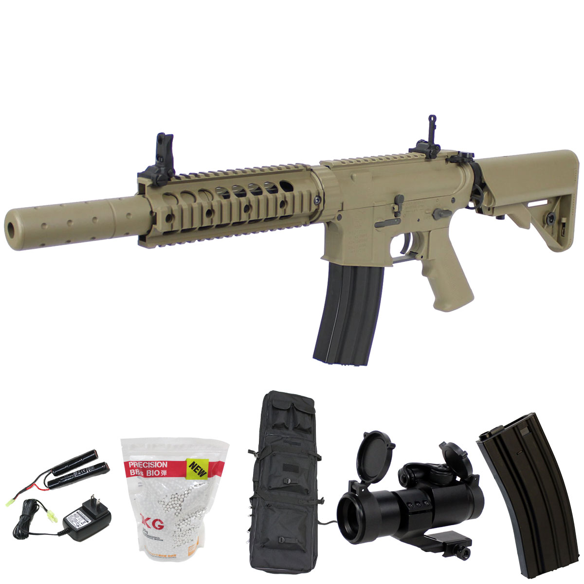 クリスマスBOX！7点セット】S&T M4 CQB FF 7インチ チャレンジャーライン G3電動ガン DE(COLT刻印 )（電子トリガーシステム搭載）【180日間安心保証つき】