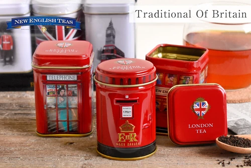 イギリスのシンボル、ロンドンバス・ポスト・テレフォンボックスのかわいい缶入り紅茶のセット