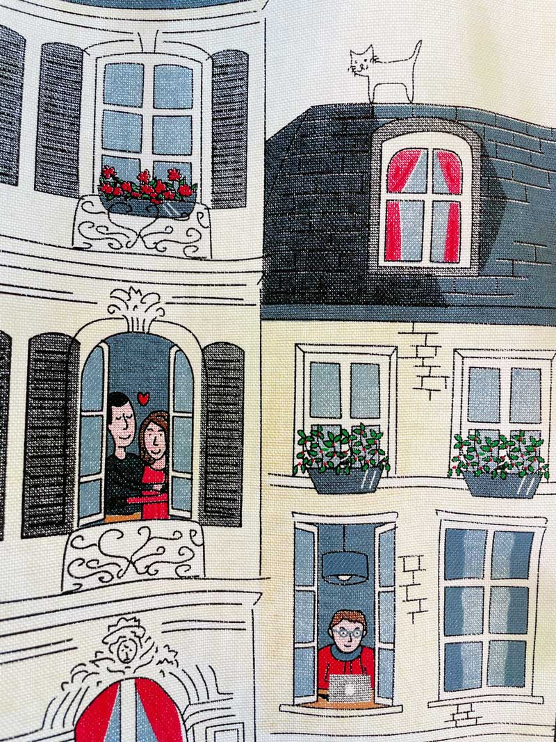 パリのアパルトマンファブリックポスター。フランス製ティータオル通販