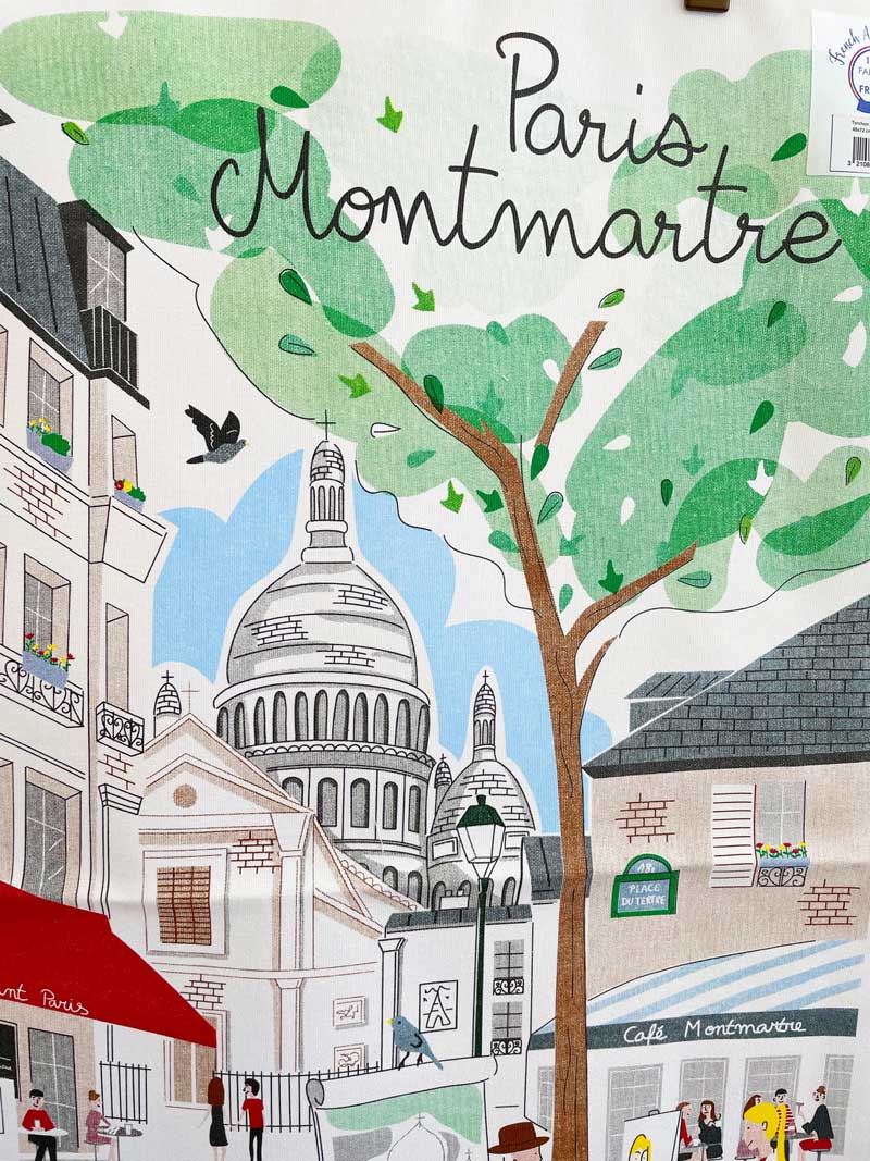 パリ・モンマルトルの丘のファブリックポスター。フランス製ティータオル通販