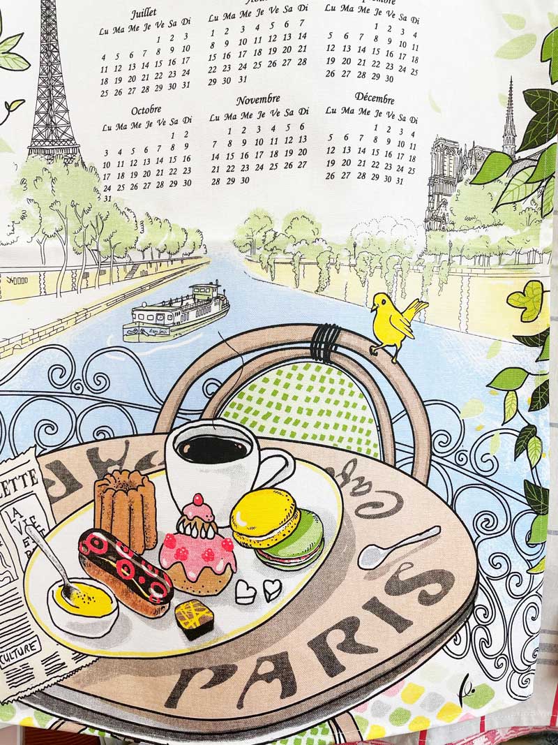 エッフェル塔とセーヌ河のカレンダー。終わったらティータオルに.フランス雑貨通販オンラインショップラメゾンドレイル
