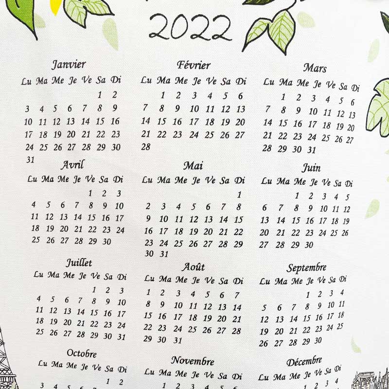 エッフェル塔とセーヌ河のカレンダー。終わったらティータオルに.フランス雑貨通販オンラインショップラメゾンドレイル