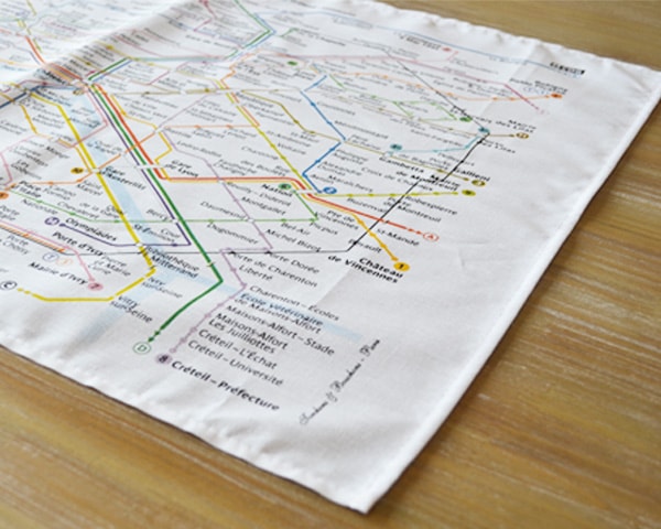 パリのメトロ路線図ティータオル【フランス雑貨】ポスター・水切りに