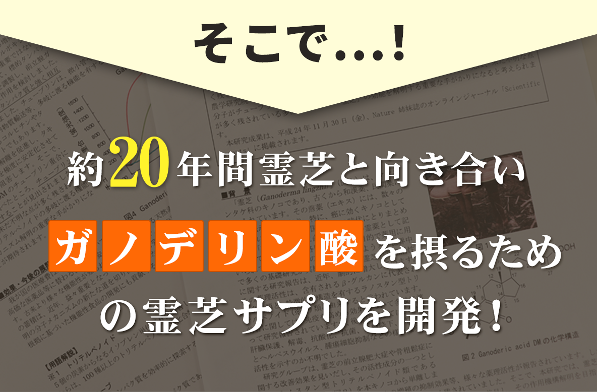 自然縁は約20年間霊芝と向き合い、ガノデリン酸を含有・抽出した霊芝サプリを作りました！