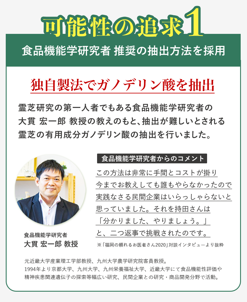 1.食品機能学研究者「大貫宏一郎教授」が推奨する方法で霊芝の成分を抽出｜ガノデリン酸｜霊芝