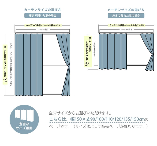 定番人気2024ドレープカーテン (幅150cm×高さ120cm)の2枚セット 色-コルクベージュ /無地 シンプル 国産 日本製 1級遮光 防炎 遮熱 洗濯機で洗える 幅150cm用