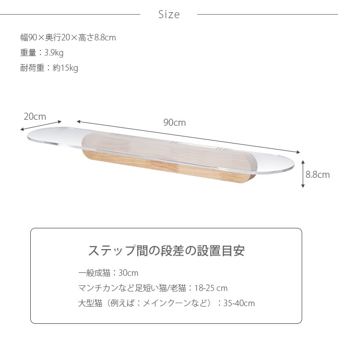 MYZOO マイズー OBLONG 透明キャットステップ 90cm | 商品種別,ペット