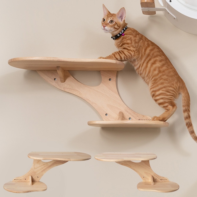 キャットステップ 壁付け 階段 猫用 猫ステップ キャットウォーク 壁 手作り 猫 幅40cm 棚板 棚 キャットタワー 木製 木 diy ベッド 足場