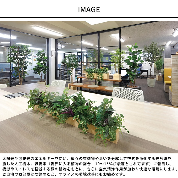 フェイクグリーン 鉢植え 大型 ウッドボックス パキラ 2.1m 3分割組立