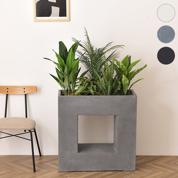 Brown. ブラウン フェイクグリーンセット 中窓スクエアプランター