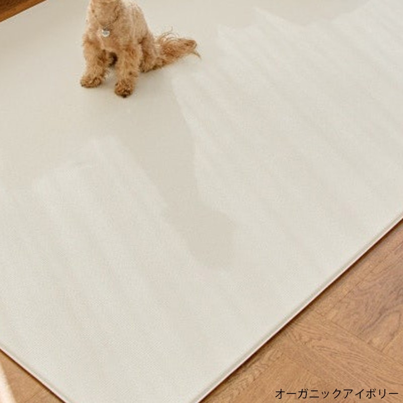 ceemee×keimoguri 犬柄 サークルラグ マット アイボリー cocozari PVCペットマット 140×170cm | 商品種別,ペットアイテム,犬用