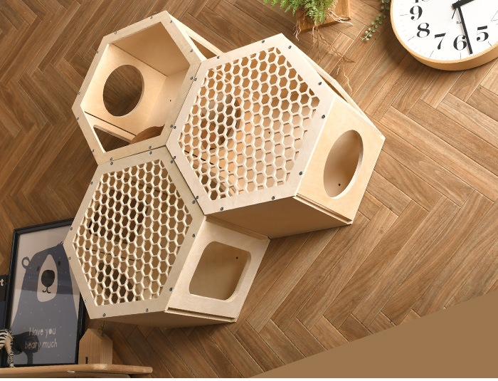 NekoNest 壁掛け キャットステップ 六角形 フタ付き [単品] | 商品種別