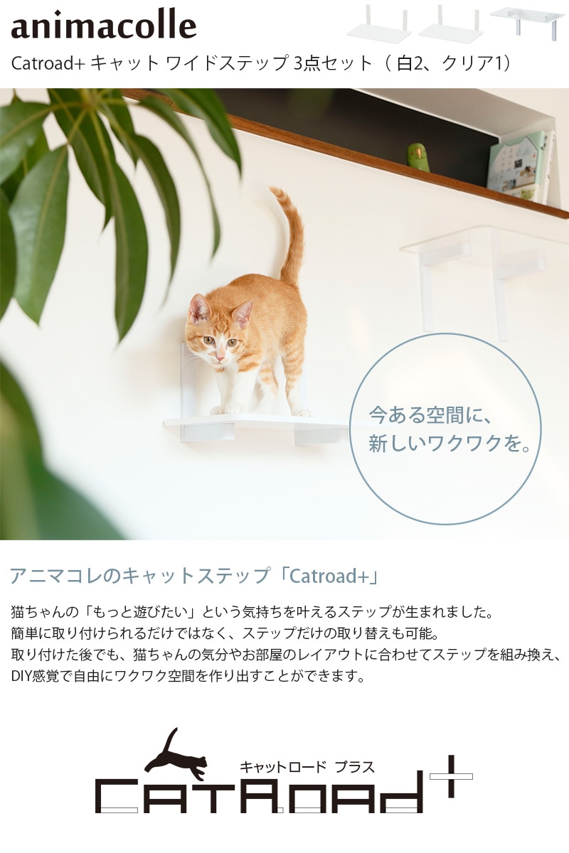 animacolle アニマコレ Catroad+ ワイドステップ 3点セット（ 白2