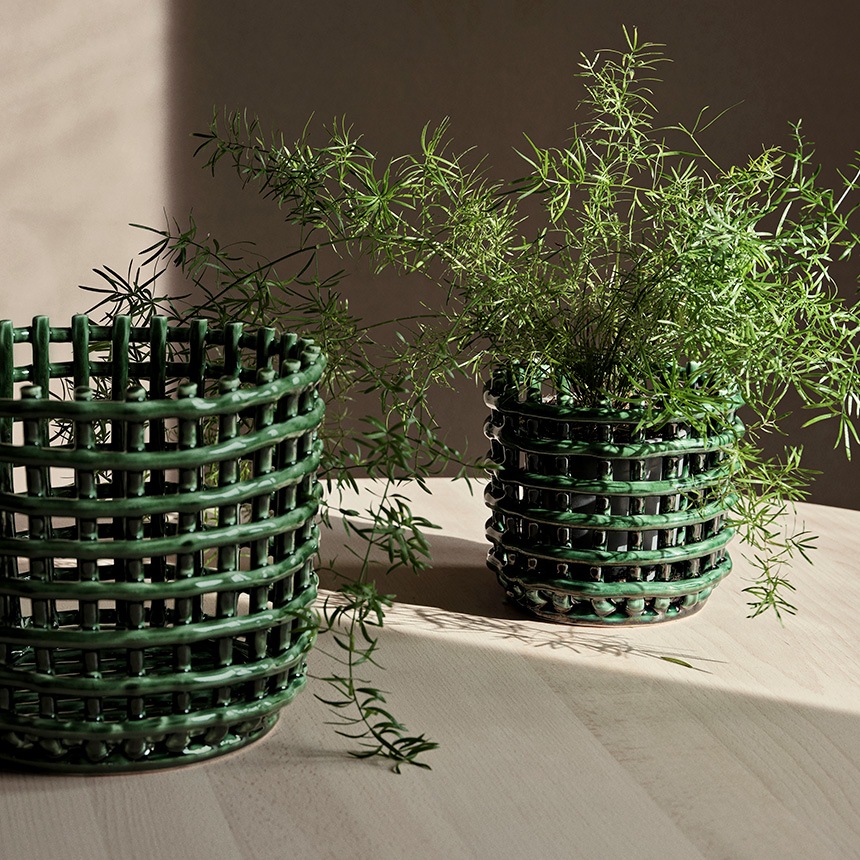 ferm LIVING セラミックバスケット 北欧　 ファームリビング ferm LIVING ファームリビング セラミック バスケット スモール 直径